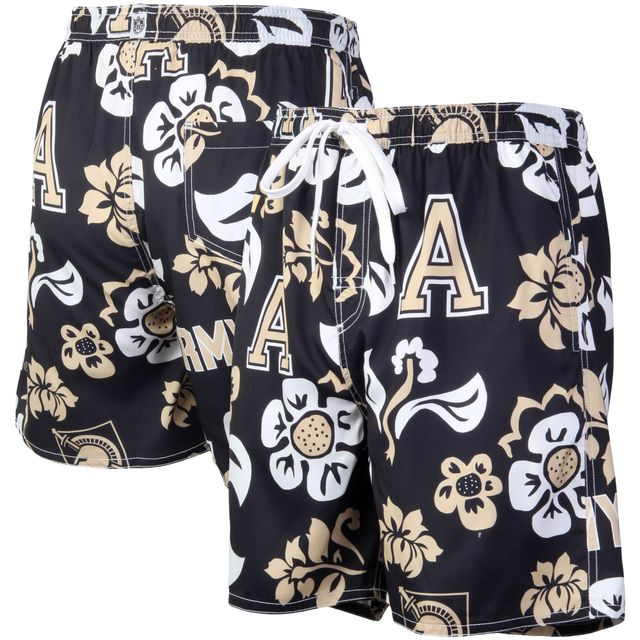 Wes & Willy Black Army Knights Short de bain à logo floral Volley pour homme