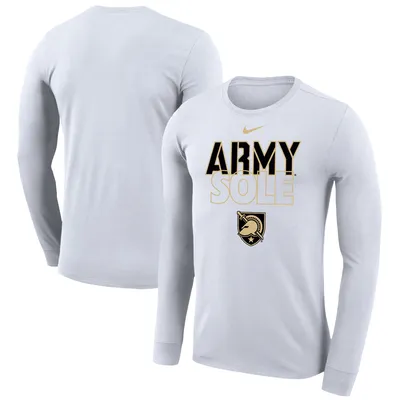 Army Black Knights Nike 2023 On Court Bench Long Sleeve T-Shirt - White