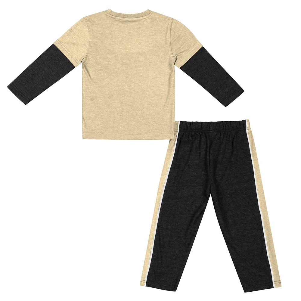 Ensemble t-shirt et pantalon à manches longues Colosseum Gold/Black Army Black Knights pour tout-petit