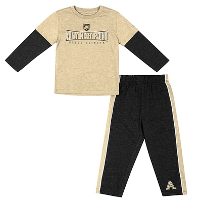 Ensemble t-shirt et pantalon à manches longues Colosseum Gold/Black Army Black Knights pour tout-petit