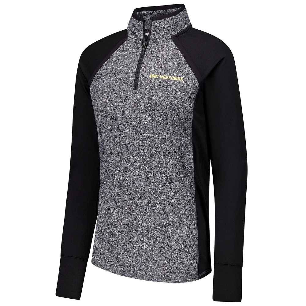 Women's Black/Heather Gray Army Black Knights Finalist Raglan Quarter-Zip Jacket