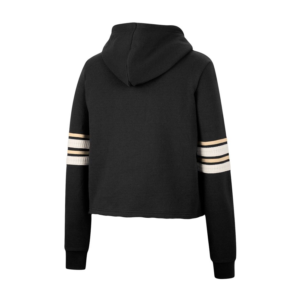 Women's Colosseum Black Army Knights Retro Cropped Pullover Hoodie