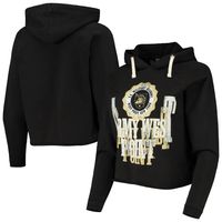 Women's Original Retro Brand Black Army Knights Vault Vintage Cropped Pullover Raglan Hoodie