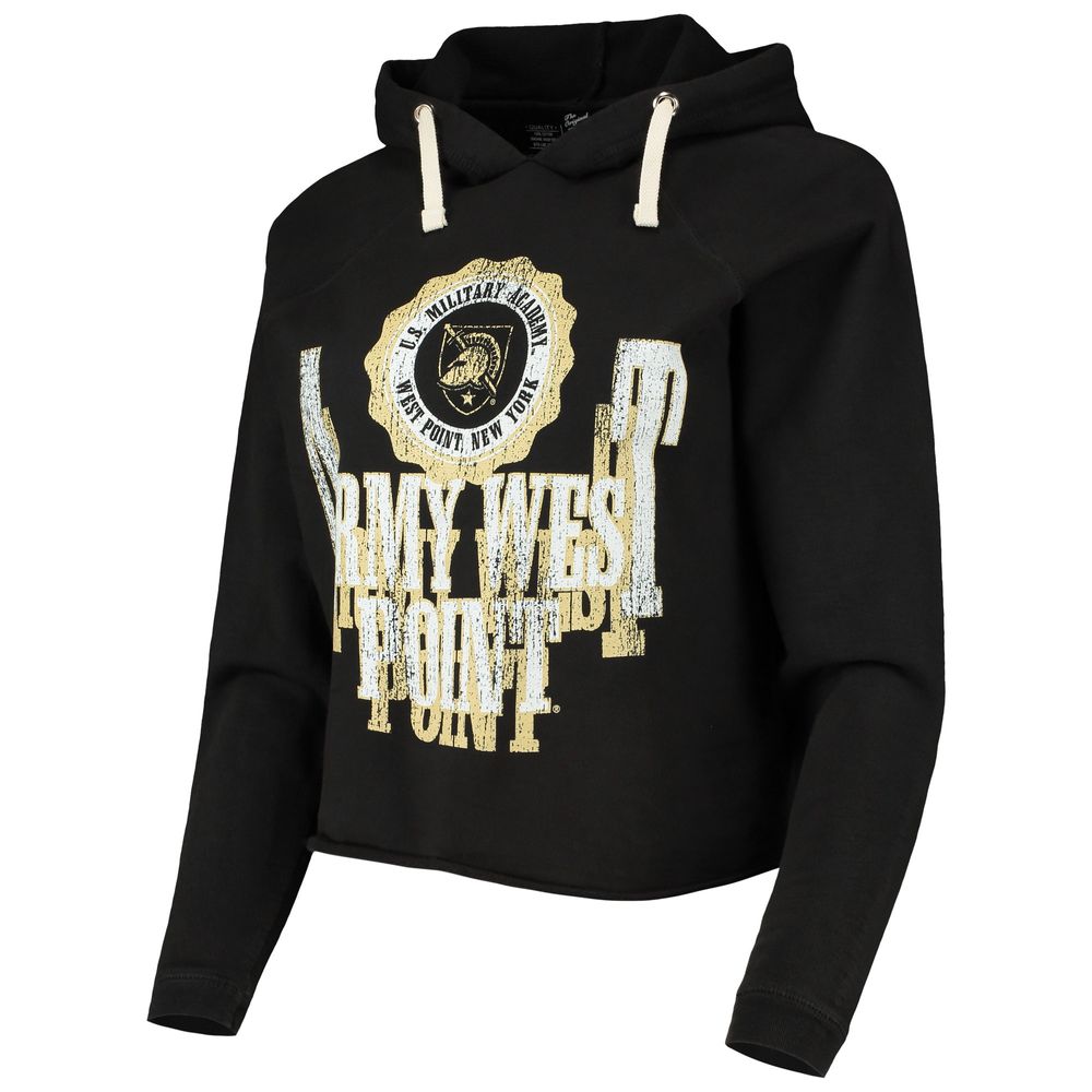 Women's Original Retro Brand Black Army Knights Vault Vintage Cropped Pullover Raglan Hoodie