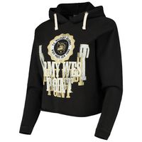 Women's Original Retro Brand Black Army Knights Vault Vintage Cropped Pullover Raglan Hoodie
