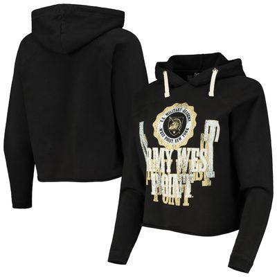 Women's Original Retro Brand Black Army Knights Vault Vintage Cropped Pullover Raglan Hoodie