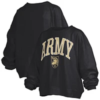 Women's Pressbox Black Army Knights Janise Arch Over Logo Waist Length Oversized Pullover Sweatshirt