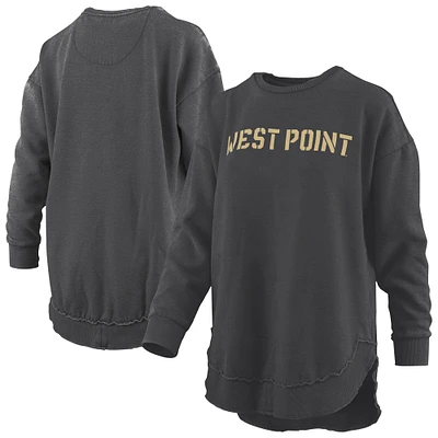 Women's Pressbox  Black Army Knights Melange Poncho Vintage Fleece Long Sleeve Pullover Sweatshirt