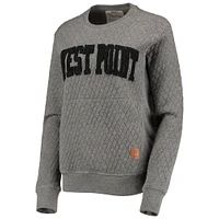 Women's Pressbox Heather Charcoal Army Black Knights Moose Quilted Pullover Sweatshirt