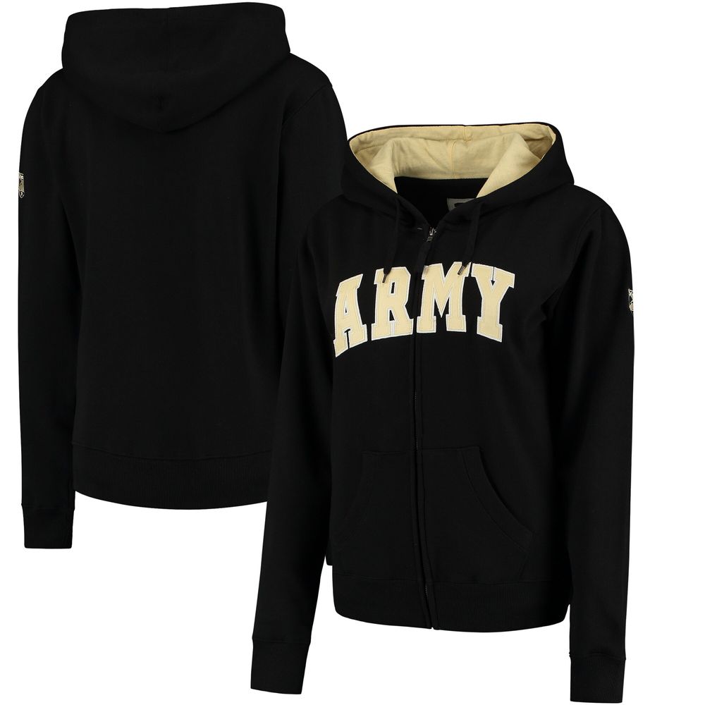 Women's Stadium Athletic Black Army Knights Helmet Arched Name Full-Zip Sweatshirt