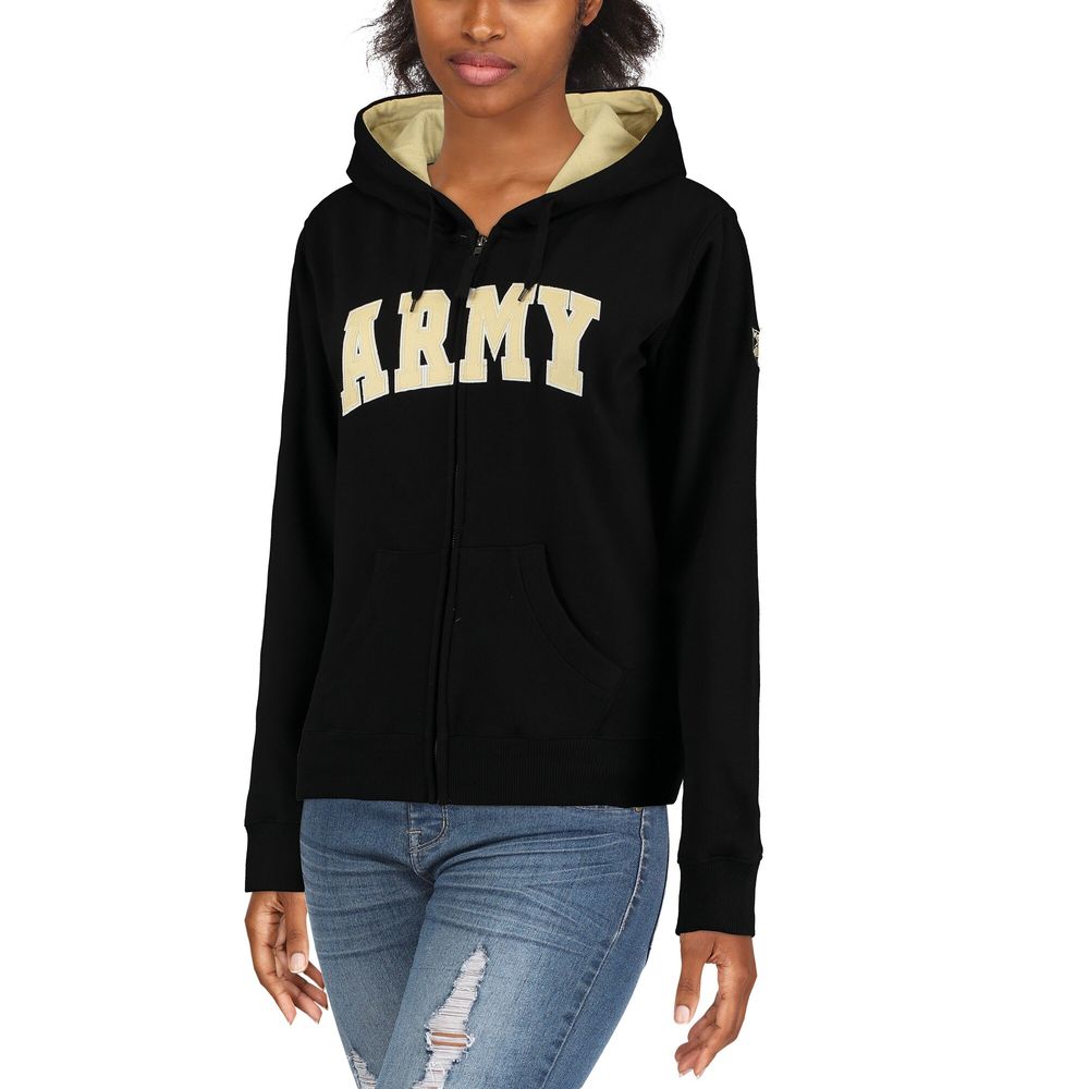 Women's Stadium Athletic Black Army Knights Helmet Arched Name Full-Zip Sweatshirt