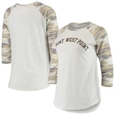 Army Black Knights Women's Boyfriend Baseball Raglan 3/4-Sleeve T-Shirt - White/Camo