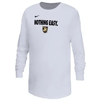 Youth Nike White Army Black Knights 2025 On-Court Bench Long Sleeve T-Shirt