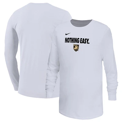 Youth Nike White Army Black Knights 2025 On-Court Bench Long Sleeve T-Shirt