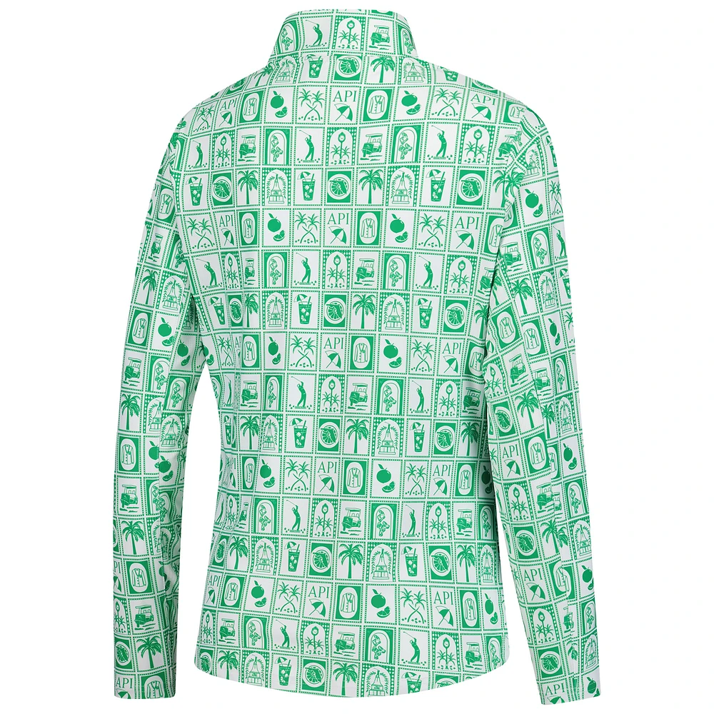 Women's Smith & Quinn  Green Arnold Palmer Invitational Geo Print Ava Quarter-Zip Pullover