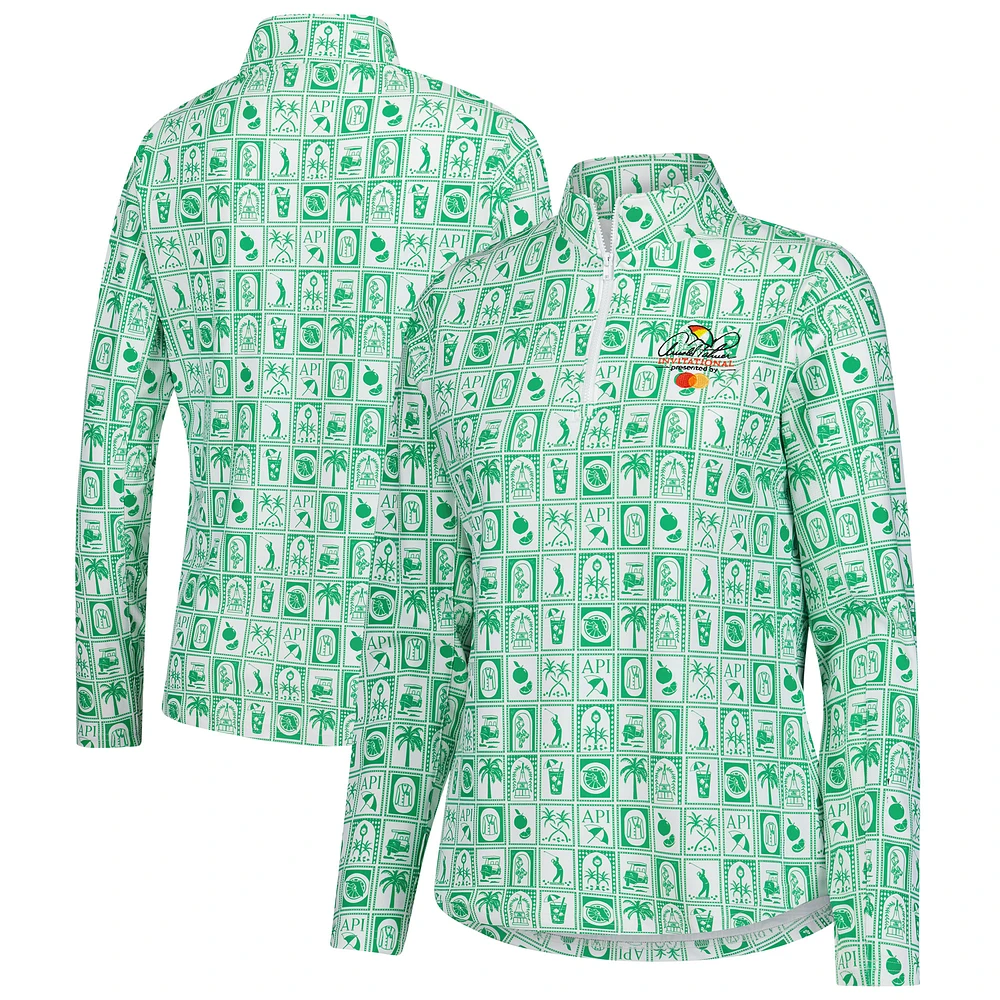 Women's Smith & Quinn Green Arnold Palmer Invitational Geo Print Ava Quarter-Zip Pullover