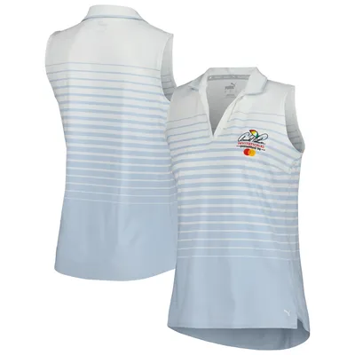 Arnold Palmer Puma MATTR Stripe Sleeveless V-Neck Polo - Light Blue