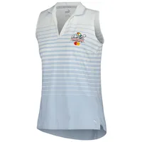 Women's Puma Light Blue Arnold Palmer MATTR Stripe Sleeveless V-Neck Polo