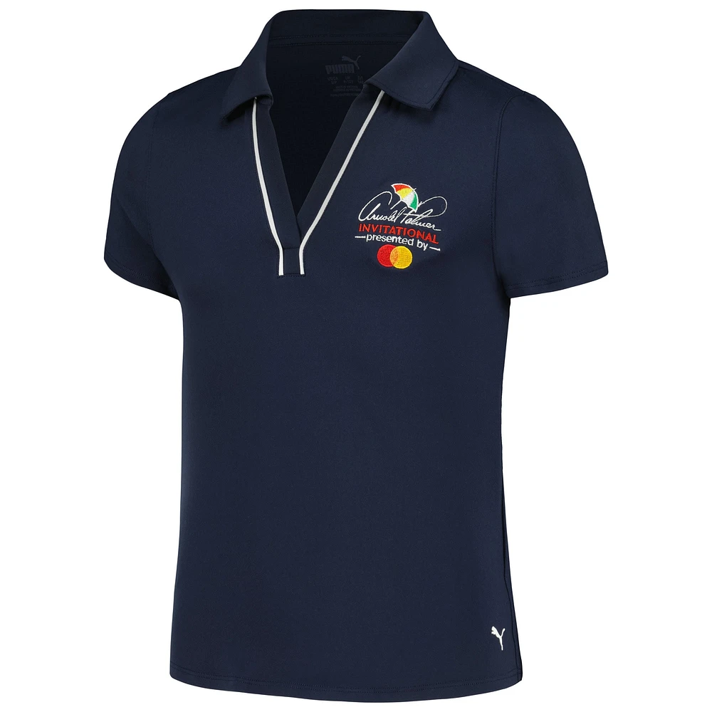 Polo à col en V CLOUDSPUN pour filles Puma Arnold Palmer Invitational Piped bleu marine jeunes