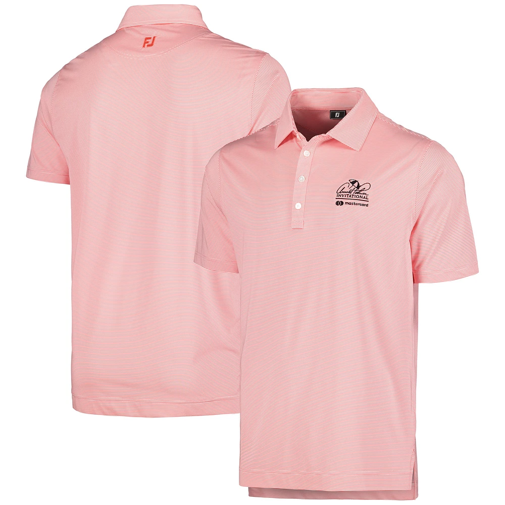 Men's FootJoy Coral Arnold Palmer Invitational Micro Feeder Stripe Lisle Self Collar Polo