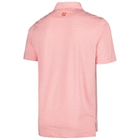 Men's FootJoy Coral Arnold Palmer Invitational Micro Feeder Stripe Lisle Self Collar Polo