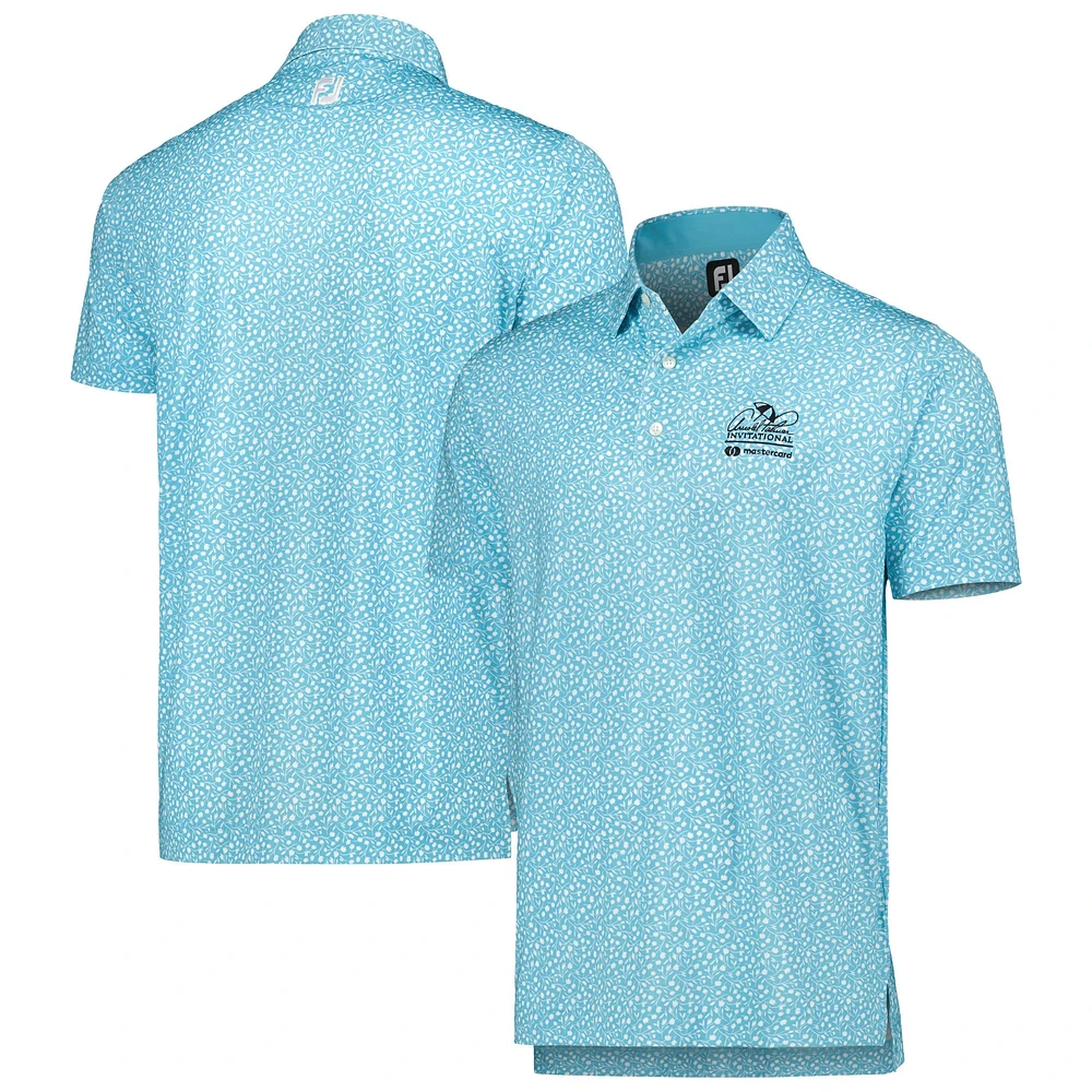 Men's FootJoy Light Blue Arnold Palmer Invitational Tossed Tulips Lisle Self Collar ProDry Polo