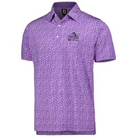 Men's FootJoy Purple Arnold Palmer Invitational Tossed Tulips Lisle Self Collar ProDry Polo