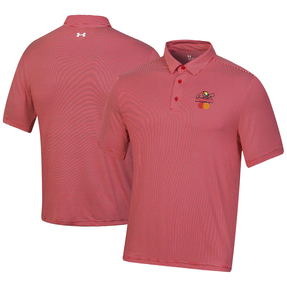 Men's Under Armour Red Arnold Palmer Invitational T2 Green Bridge Stripe Polo