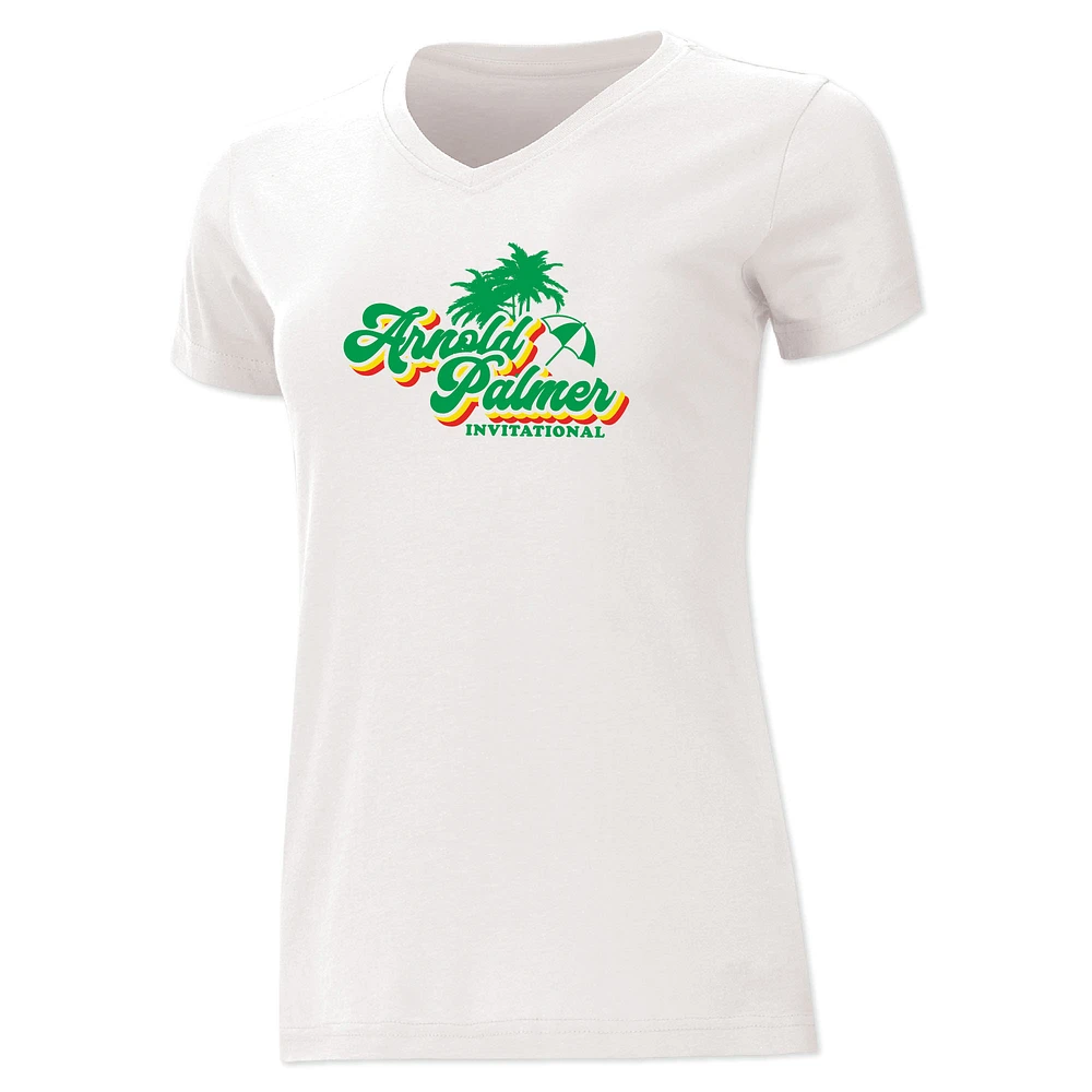 Women's Ahead  White Arnold Palmer Invitational Vista V-Neck T-Shirt