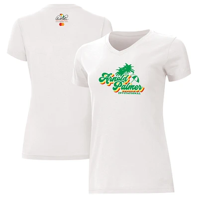 Women's Ahead  White Arnold Palmer Invitational Vista V-Neck T-Shirt