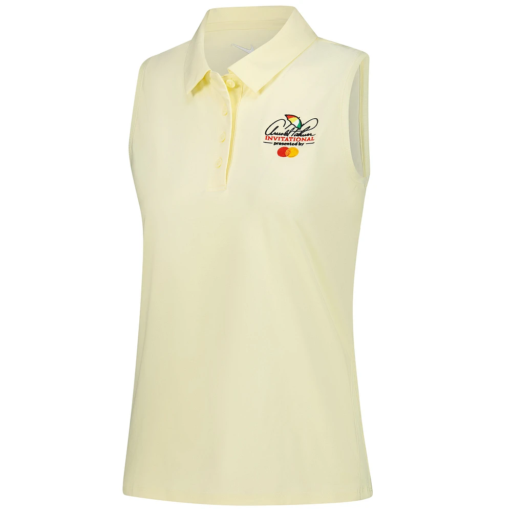 Polo sans manches Nike jaune Arnold Palmer Invitational Victory Performance pour femme