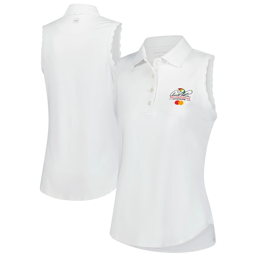 Women's Peter Millar  White Arnold Palmer Invitational Opal Sleeveless Stretch Jersey Polo
