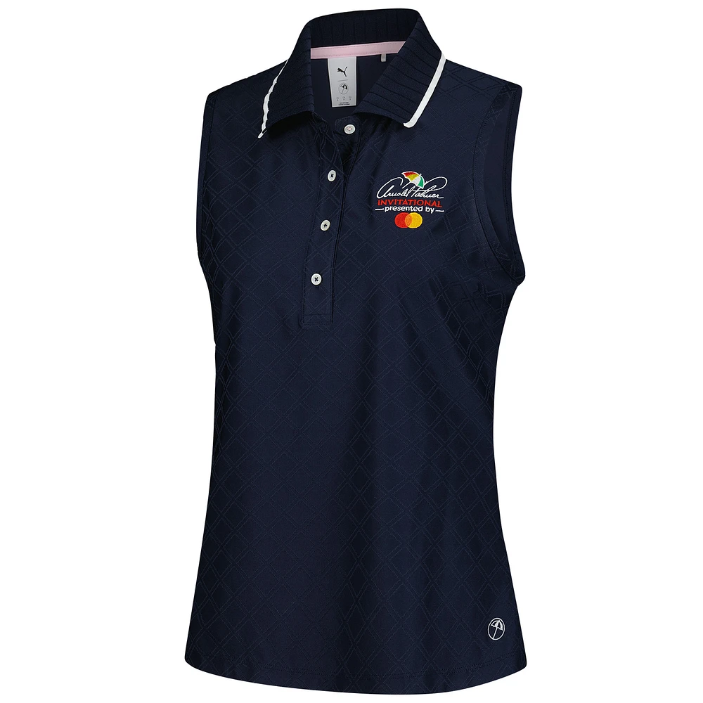 Women's Puma  Navy Arnold Palmer Invitational Jacquard dryCELL Sleeveless Polo