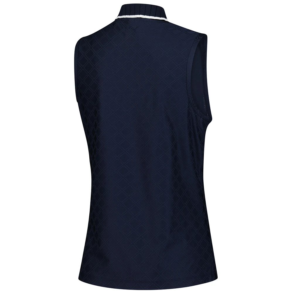 Women's Puma  Navy Arnold Palmer Invitational Jacquard dryCELL Sleeveless Polo