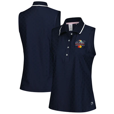 Women's Puma  Navy Arnold Palmer Invitational Jacquard dryCELL Sleeveless Polo
