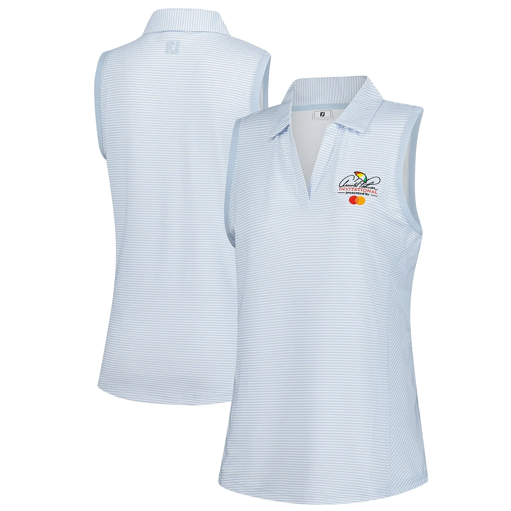 Women's FootJoy Light Blue Arnold Palmer Invitational Striped Sleeveless Polo