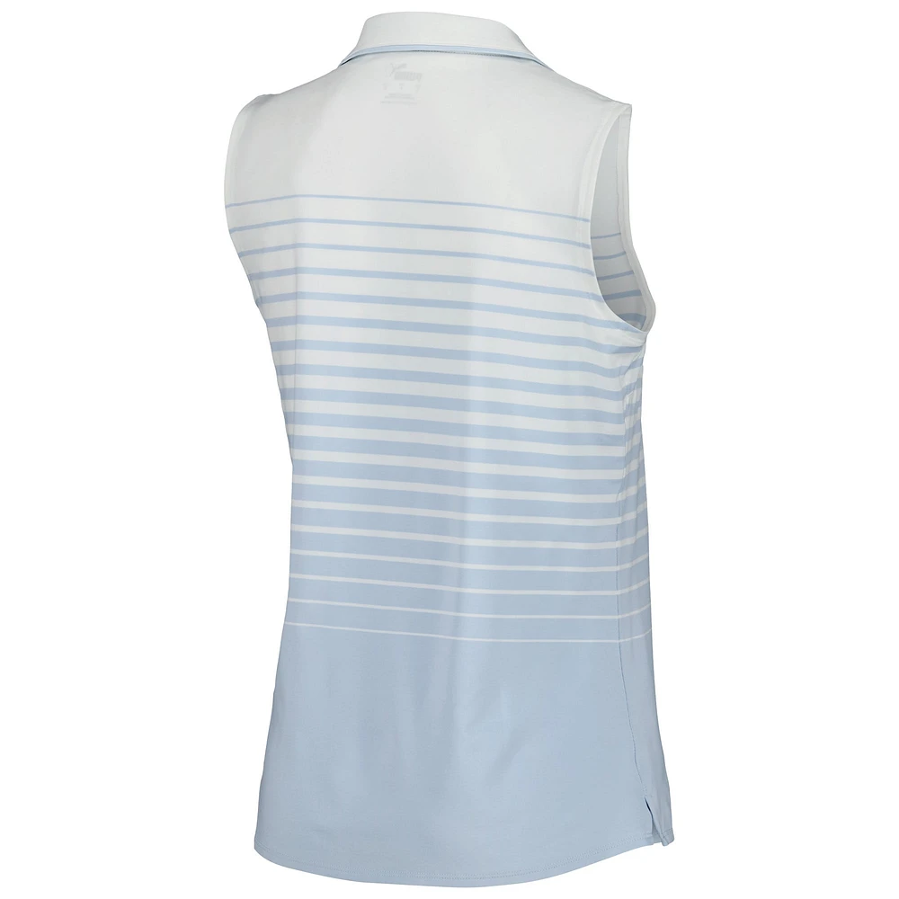 Polo sans manches à col en V rayures Arnold Palmer MATTR Puma pour femme, bleu clair