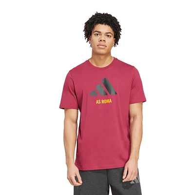Men's adidas  Red AS Roma Three-Stripe Wordmark T-Shirt