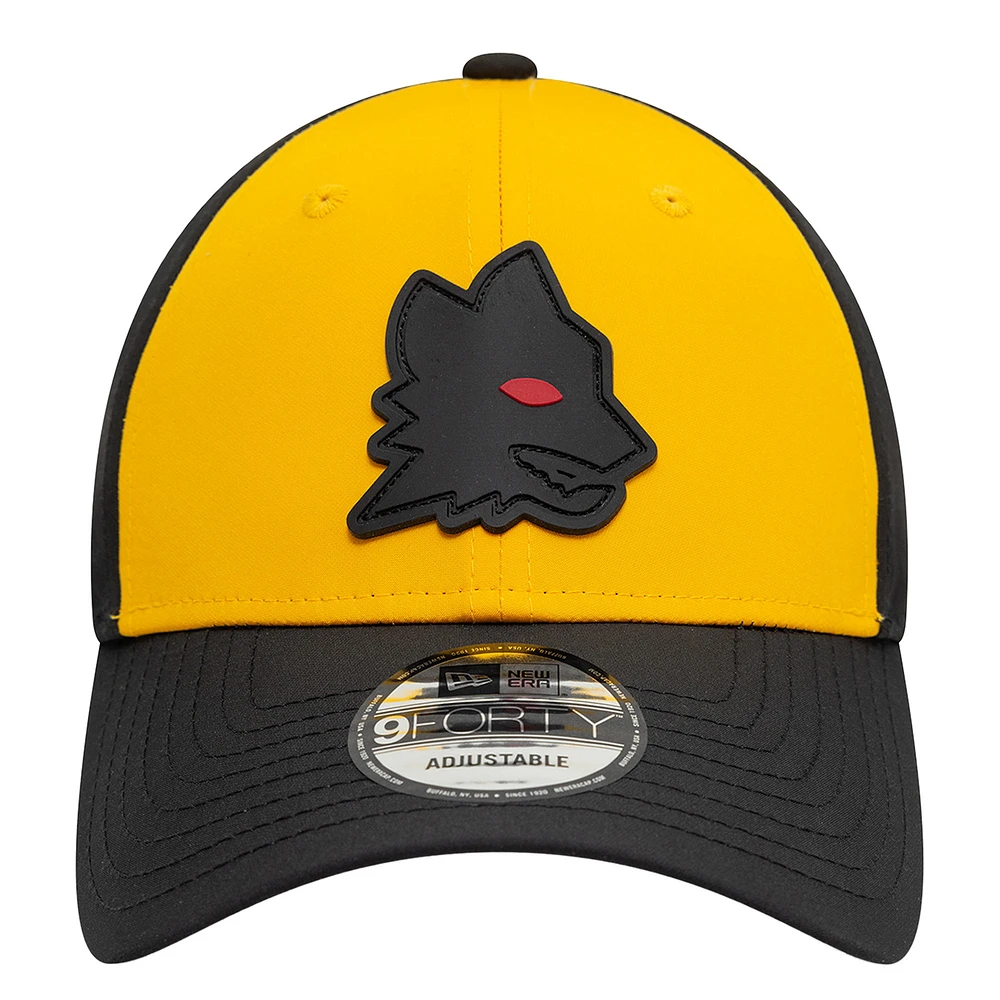 Men's New Era Gold/Black AS Roma Rubber Wolf Adjustable 9FORTY Hat