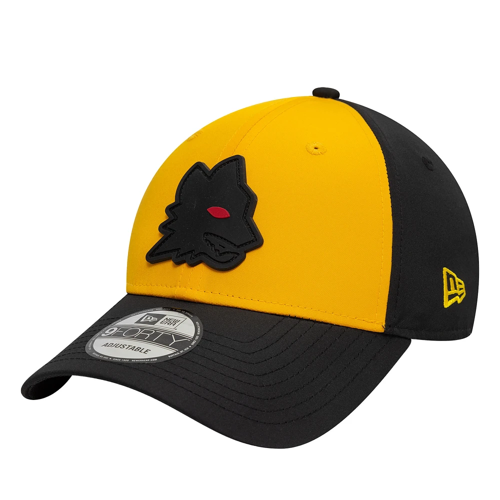 Men's New Era Gold/Black AS Roma Rubber Wolf Adjustable 9FORTY Hat