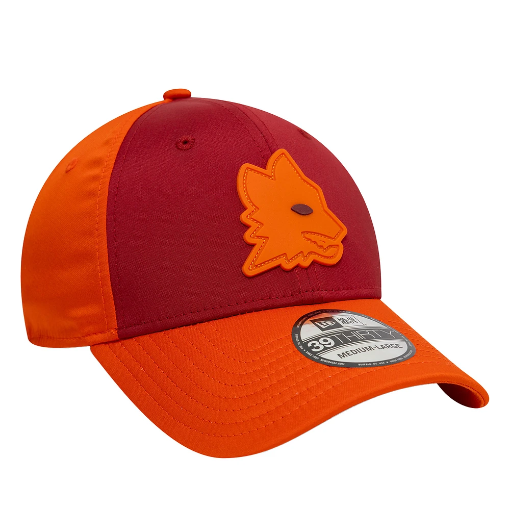 Men's New Era Red/Orange AS Roma Rubber Wolf 39THIRTY Fitted Hat