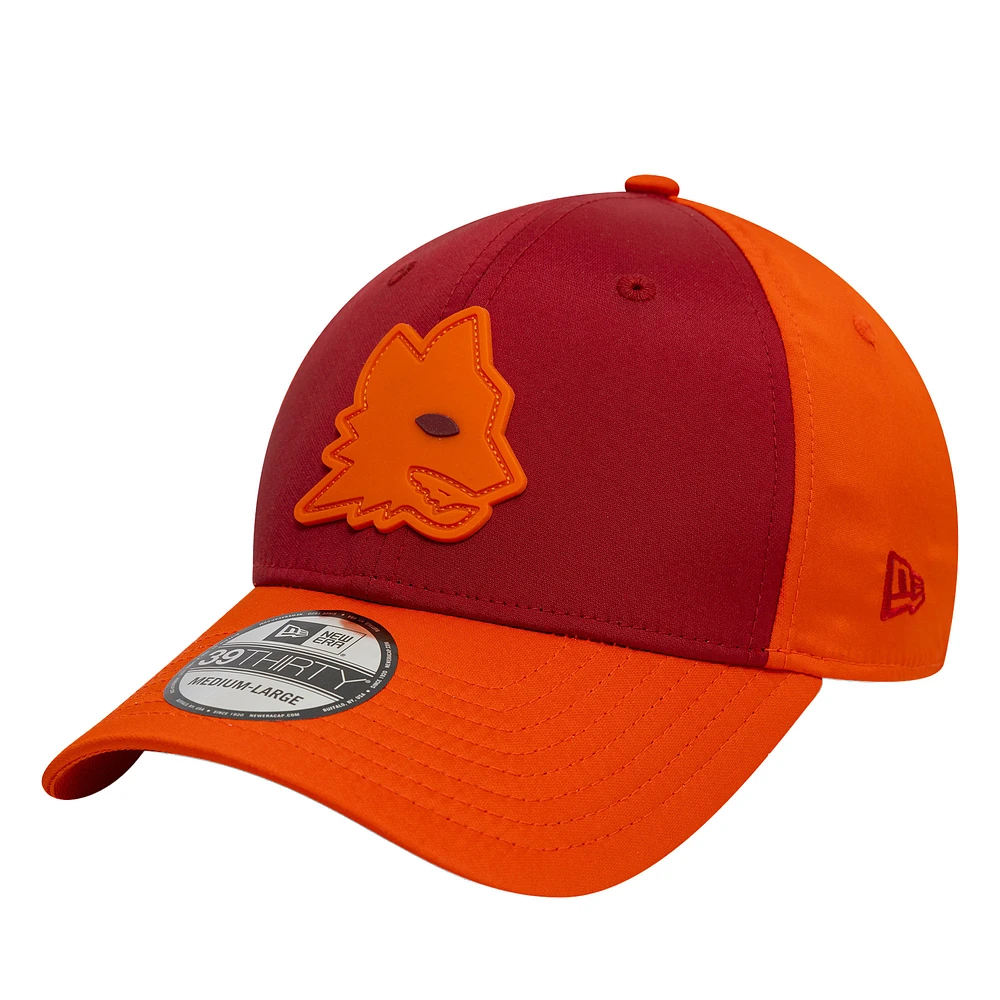 Men's New Era Red/Orange AS Roma Rubber Wolf 39THIRTY Fitted Hat