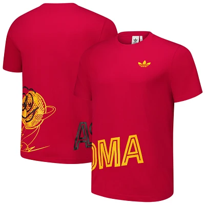 T-shirt adidas rouge AS Roma Culturewear Graphic pour homme