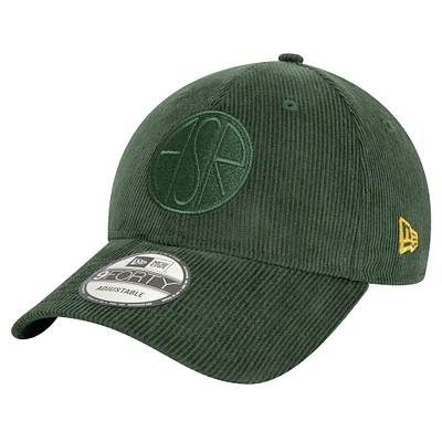 Casquette ajustable 9FORTY ton sur ton en velours côtelé vert AS Roma New Era pour hommes