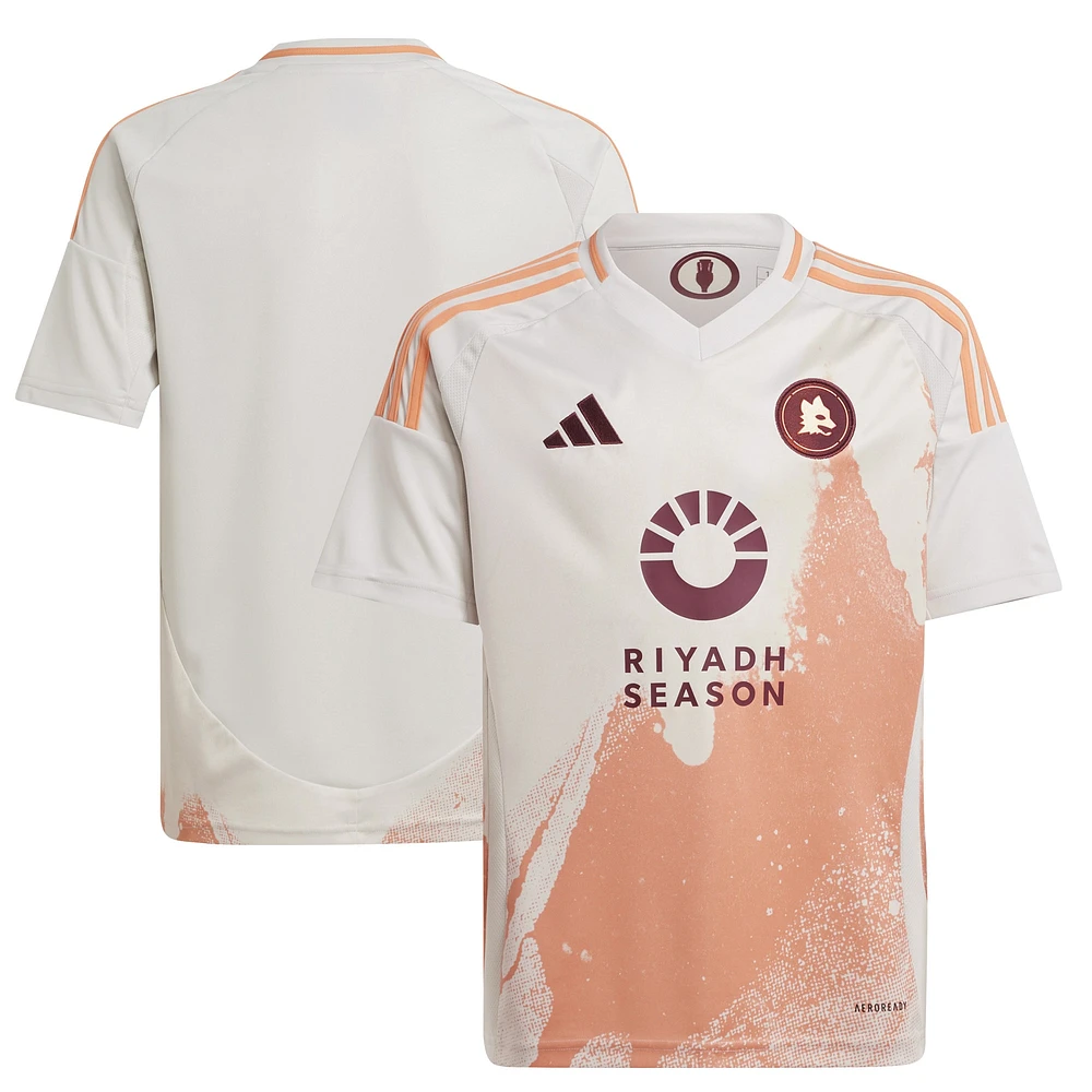 Maillot adidas blanc AS Roma 2024/25 extérieur réplique pour enfant