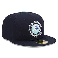 Casquette ajustée New Era Asheville Tourists Marvel x Minor League 59FIFTY bleu marine pour homme