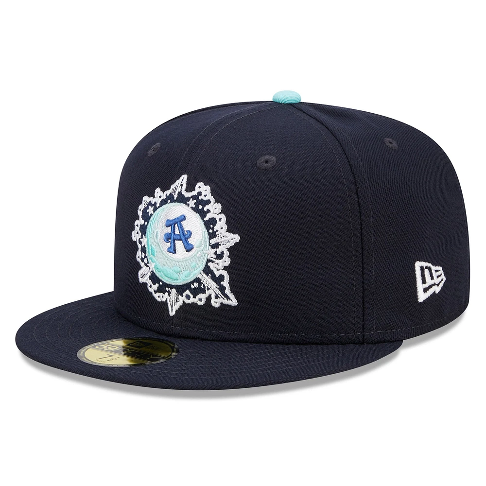 Casquette ajustée New Era Asheville Tourists Marvel x Minor League 59FIFTY bleu marine pour homme