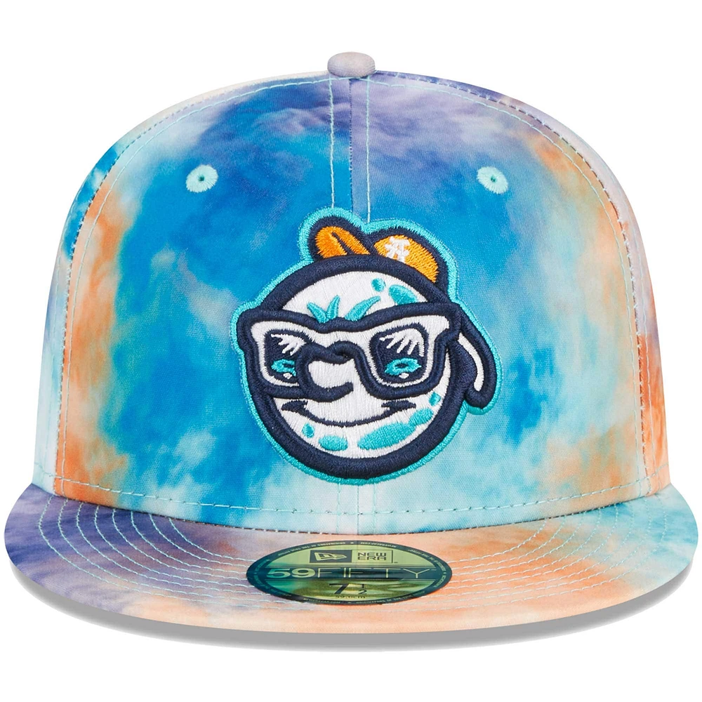 Casquette ajustée 59FIFTY New Era pour homme bleu sarcelle Asheville Tourists Theme Nights Hippies