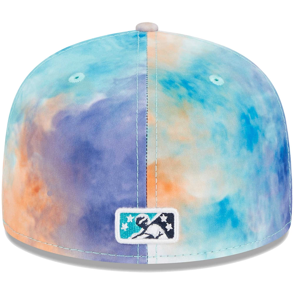 Casquette ajustée 59FIFTY New Era pour homme bleu sarcelle Asheville Tourists Theme Nights Hippies