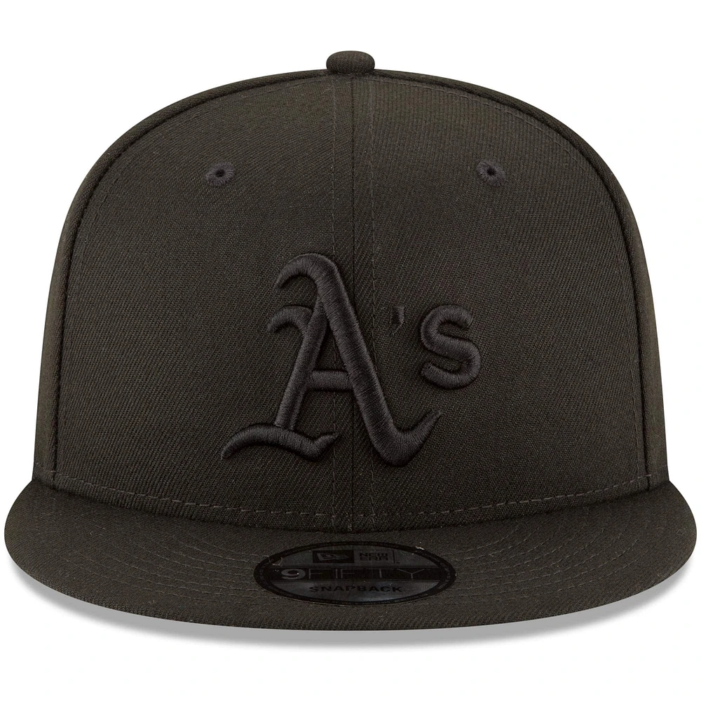 Athletics New Era Black on Black 9FIFTY Team Snapback Adjustable Hat - Black